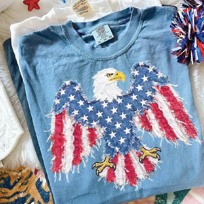 Southern Attitude Designs Inc - Faux Patch Eagle- Unisex Graphic Tee