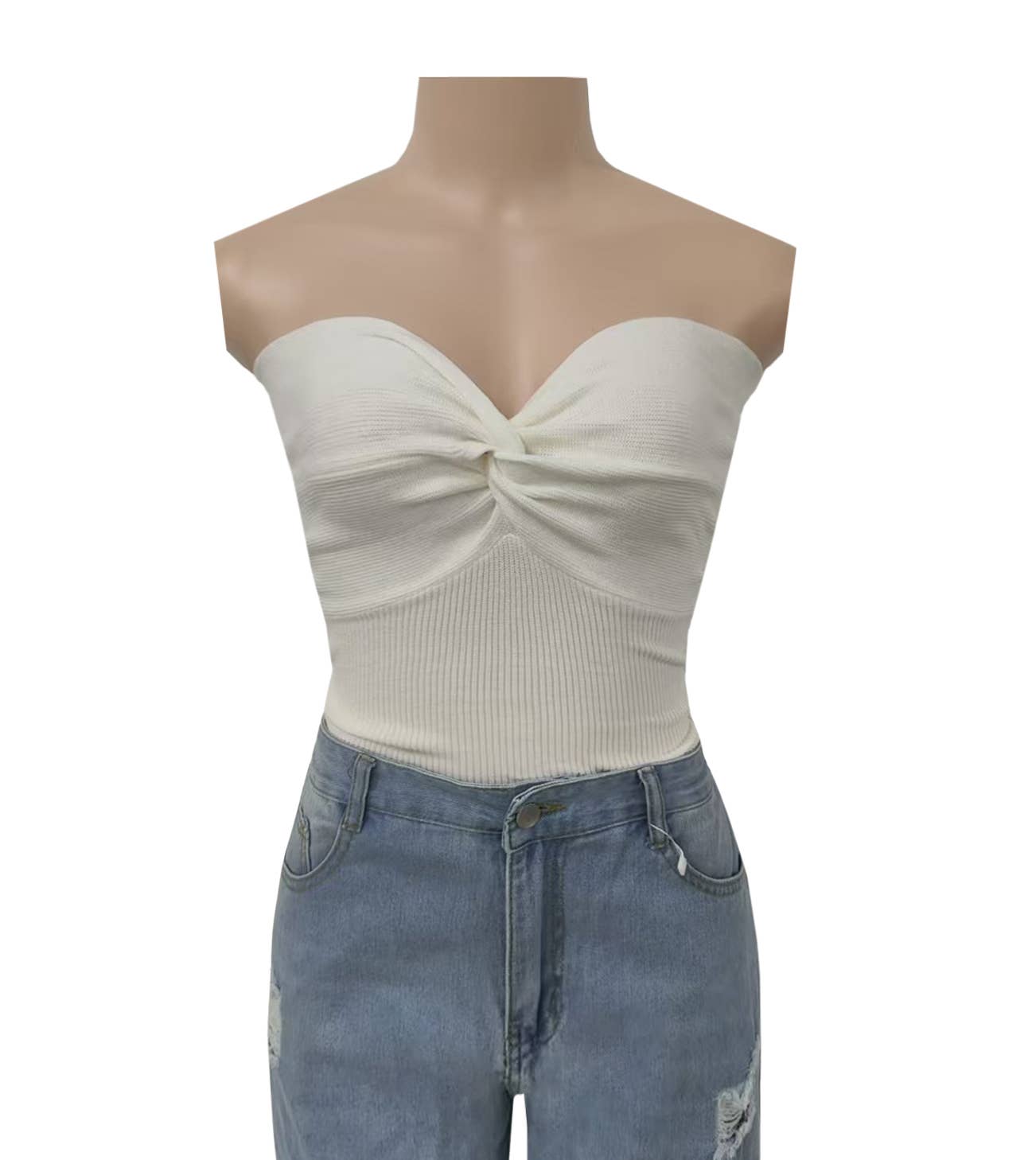 HIDDENBRAND - Plain Color Bandeau Knitted Slim Fit Vest Top