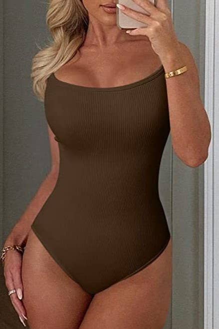 HIDDENBRAND - Basic knit white camisole bodysuit